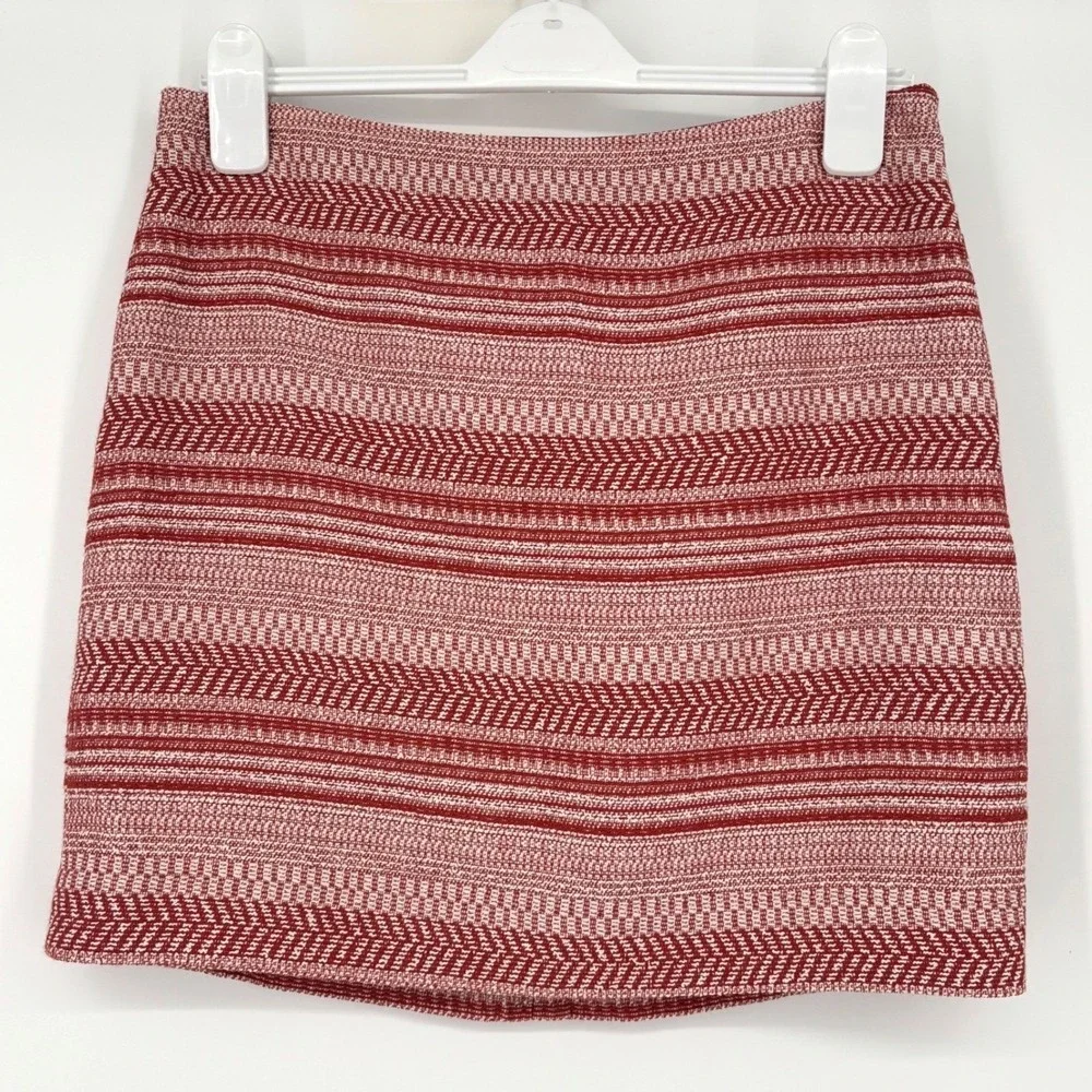 NWT Banana Republic Cotton Mini Skirt Rust Cream Lined Woven Textured Boho‎ 6